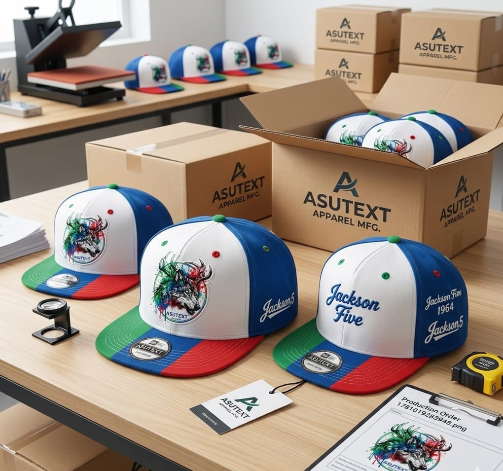 Asutext black cap packaged inside branded carton