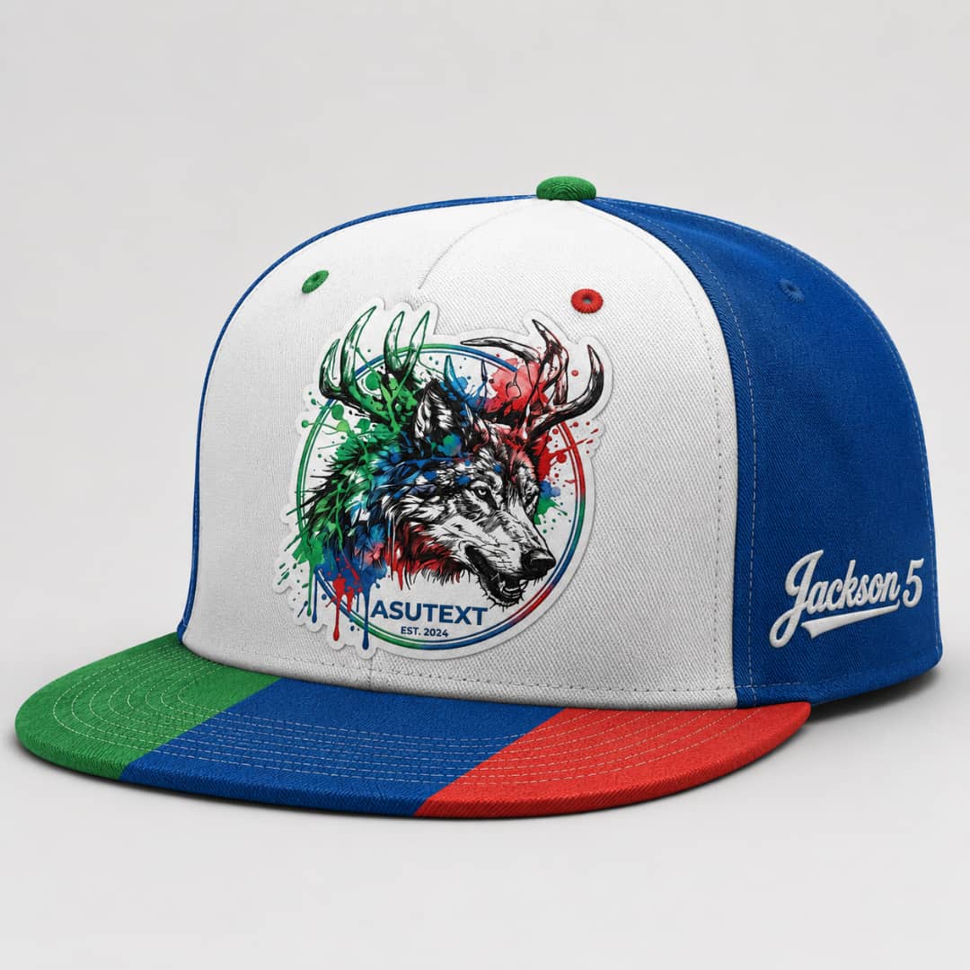 Signature Jackson 5 snapback cap in blue/white with embroidery