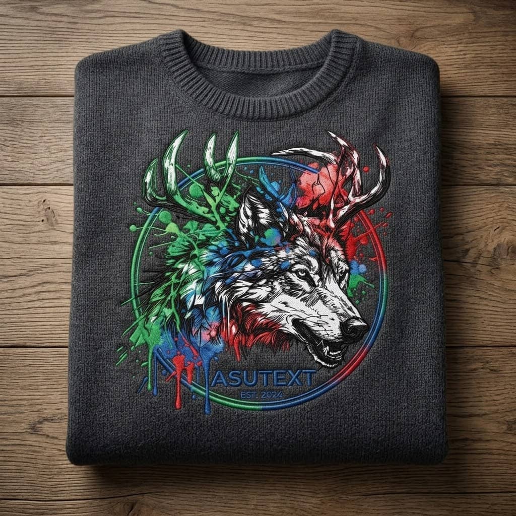 Custom grey crewneck T-shirt with graphic print