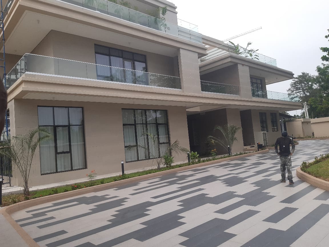 Cleaned modern residential building estate frontage and pavement