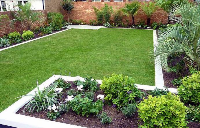 Beautifully manicured garden lawn and landscaping